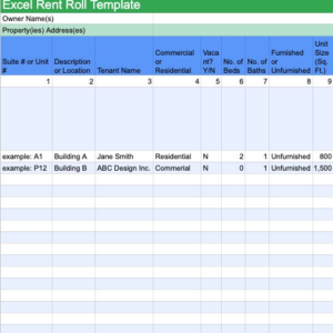 Excel Rent Roll Template | rental ledger template | rental ledger template | rent roll form | tenant rent ledger template excel