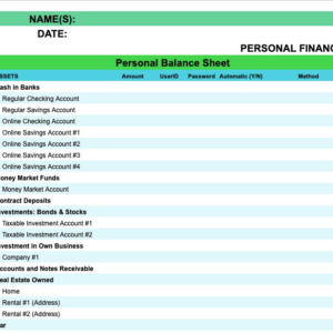 Personal Financial Statement Template: Net Worth, Income (Google Sheets & Excel)