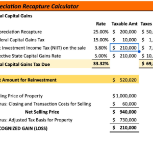 Rental Property Depreciation Calculator: Real Estate Tax Spreadsheet (Excel)