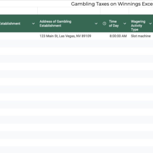 Gambling Winnings & Losses Excel Template: Track Casino Taxes