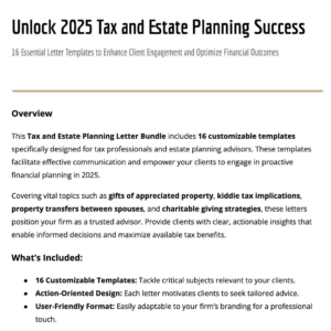 Tax & Estate Planning Letter Bundle - 16 Customizable Templates