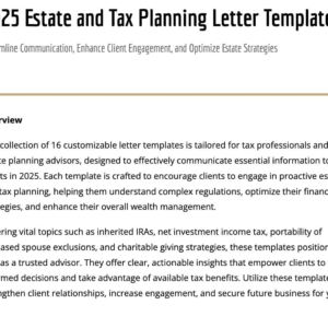 2025 Estate & Tax Planning Letter Templates | Customizable for Advisors | Boost Client Engagement