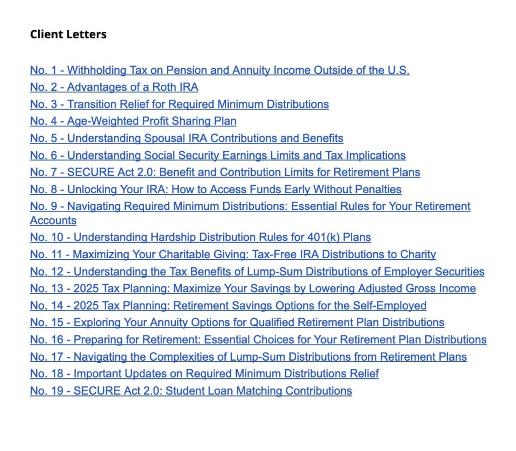 Essential Retirement Planning Letter Bundle for Tax Professionals - 19 Customizable Client Templates
