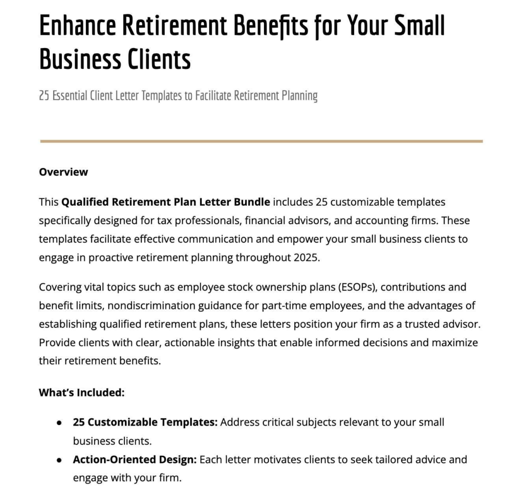 Customizable Retirement Plan Letter Bundle for Small Businesses