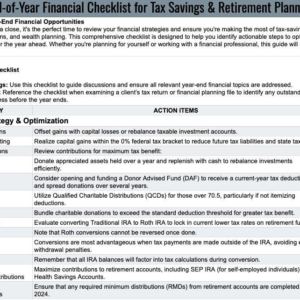 End-of-Year Financial Checklist for Tax Savings & Retirement Planning