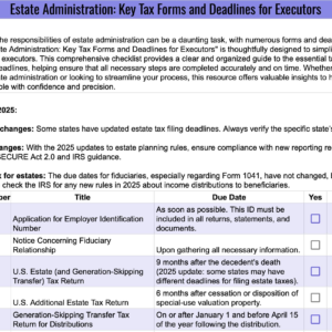 Estate Administration: Key Tax Forms and Deadlines for Executors