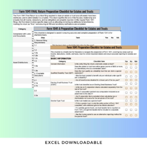 Tax Prep Checklist BUNDLE: 1041, 1041 Final Return, 1041-A