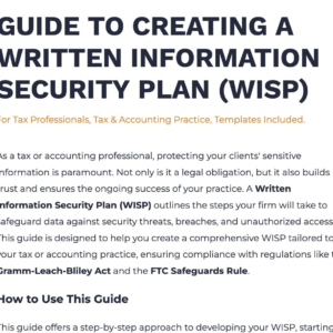 QuickStart WISP Template for Tax Professionals, Tax & Accounting Practice (Written Information Security Plan)