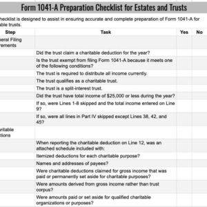 Form 1041-A Preparation Checklist for Estates and Trusts