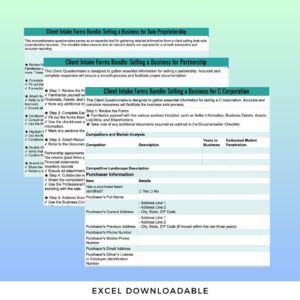Client Intake Forms Bundle: Selling a Business for C Corporation, Partnership, and Sole Proprietorship - ORGANIZER FOR ACCOUNTANTS