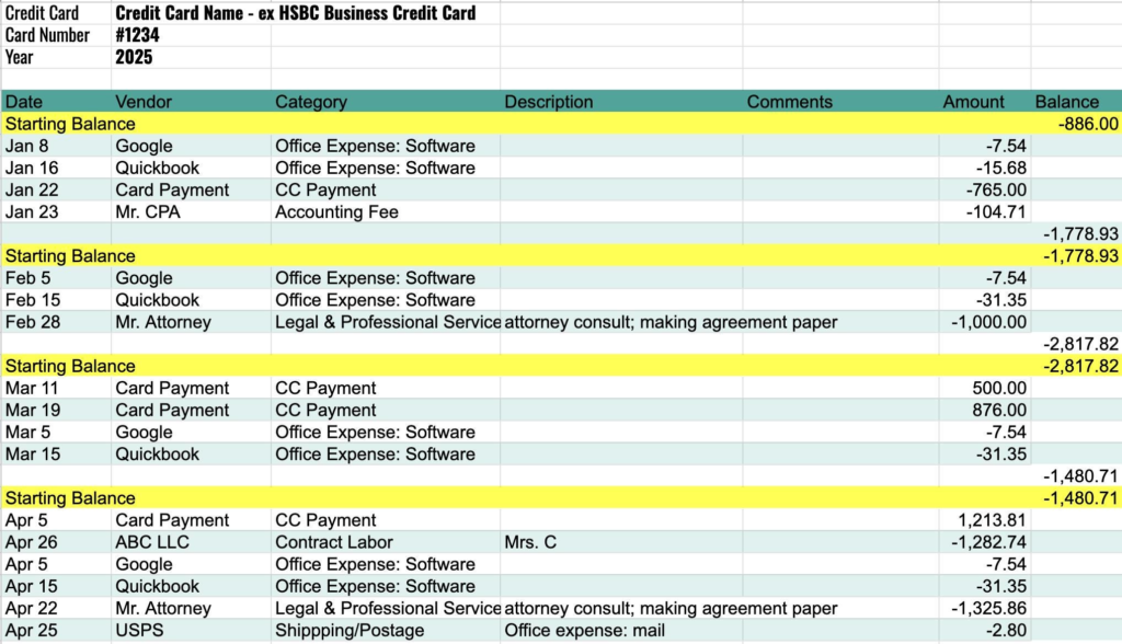 Simple Business Expense & Income Tracker - Bank Account / Credit Card Reconciliation
