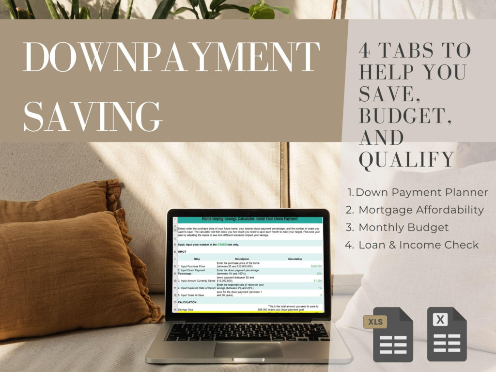 Home Buyer Mortgage Calculator Savings Planner Excel Toolkit with Budget Affordability Tabs First Time Buyer Downloadable Spreadsheet Tools