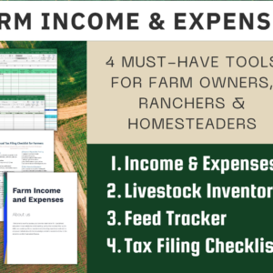 Farm Accounting and Livestock Management Kit Includes Expense Spreadsheet Feed Inventory Tax Filing Checklist and Log Templates for Ranchers
