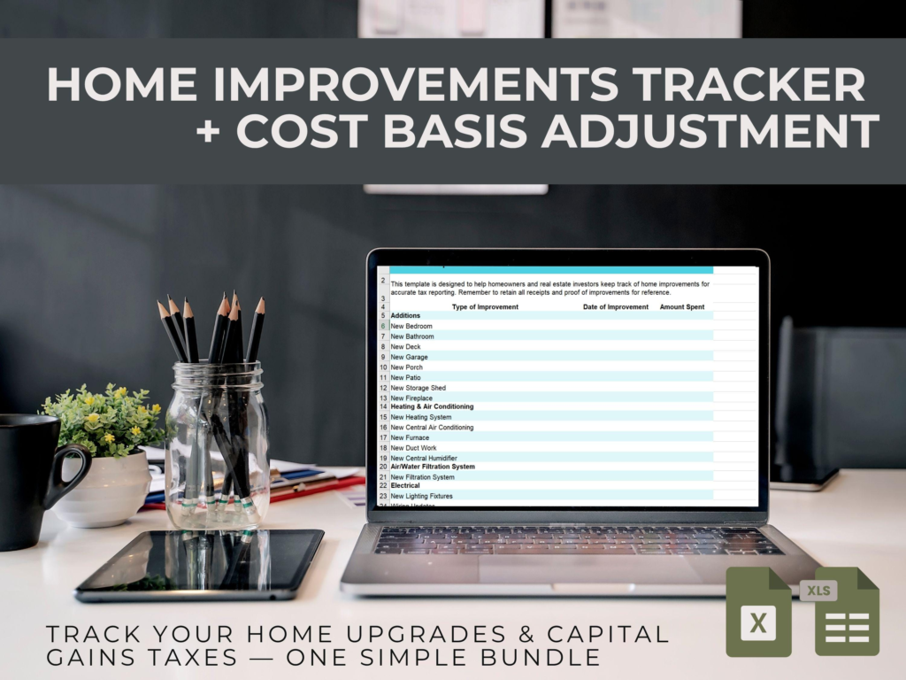 Home Repairs Renovation Cost Spreadsheet Real Estate and Rental Property Owners Excel Tool Investors Homeowners Project Expense Tracker Tax