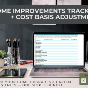 Home Repairs Renovation Cost Spreadsheet Real Estate and Rental Property Owners Excel Tool Investors Homeowners Project Expense Tracker Tax