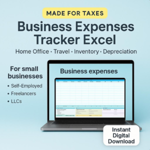 Deductible Business Expense Tracker Excel Home Office Deduction Travel Log Inventory Tracking and Depreciation Template Small Business Taxes