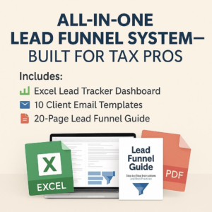 Sales Lead Tracker Template for Tax Pros CPAs and EAs 3 Part Client Funnel System Excel Dashboard Email Templates and Guide Lead Conversion