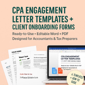 CPA Engagement Letter Template Tax Engagement Letter Client Onboarding Form Editable Client Agreement for Accountants and Tax Preparers PDF