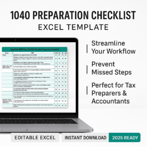 Tax Preparation Checklist 1040 Form Tax Prep Checklist Excel Template For Tax Preparers Workflow Tracker Tax Return Checklist For Accountant