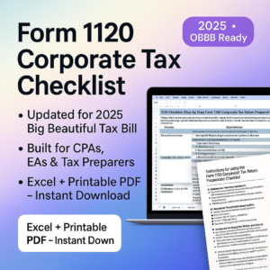 Tax Preparation Checklist For Corporate Tax Form 1120 Corporate Tax Checklist Corporate Tax Organizer Business Tax Checklist For Small Biz